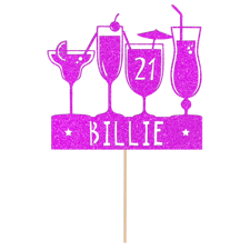 Fun birthday cocktails custom name & age Glitter Topper