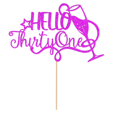 Hello custom age bubbly celebration birthday  Glitter Topper