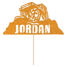 Off-roading 4x4 mud and track truck car birthday custom age Glitter Topper