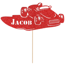  classic vintage car racing birthday custom name Glitter Topper